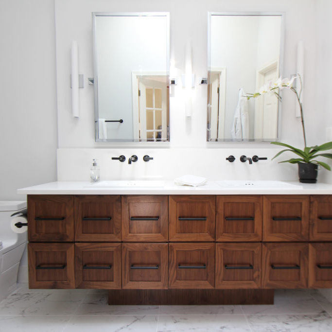 Custom walnut cabinet luxury walnut bathroom walnut vanity custom cabinetry in atlanta bathroom remodel ideas vanity ideas bathroom inspiration